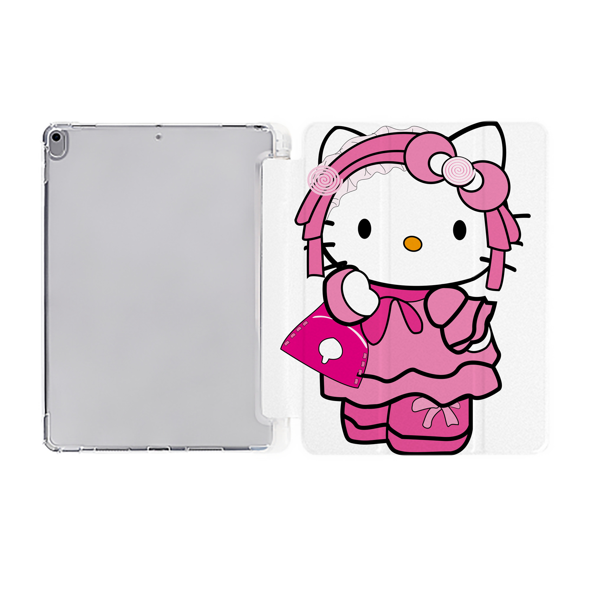 （画像用） Hello Kitty ハローキティ IPad ケース ペン収納付き 三つ折りスタンド PUレザー×シリコン 対応機種9.5/10.5/10.9インチ